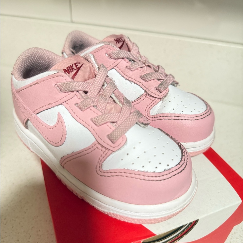 Nike Kids Pink and White Nike Dunks